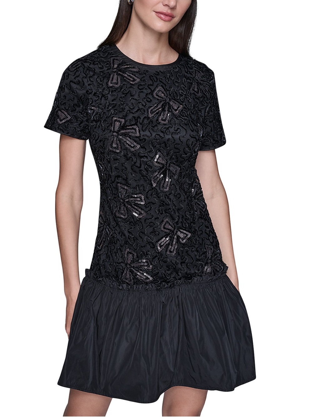 KARL LAGERFELD PARIS Chenille Sequin Mesh A Line Dress Size 10